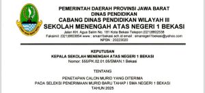 SK DAN INFORMASI DAFTAR ULANG SPMB TAHAP 1 2025 SMA NEGERI 1 BEKASI